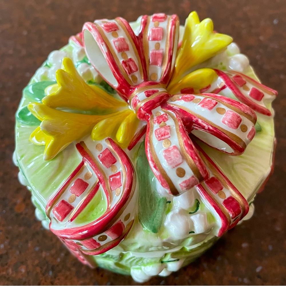 Fitz and Floyd Vintage Jewelry Bouquet Trinket Gift Box Yellow Floral Brand New